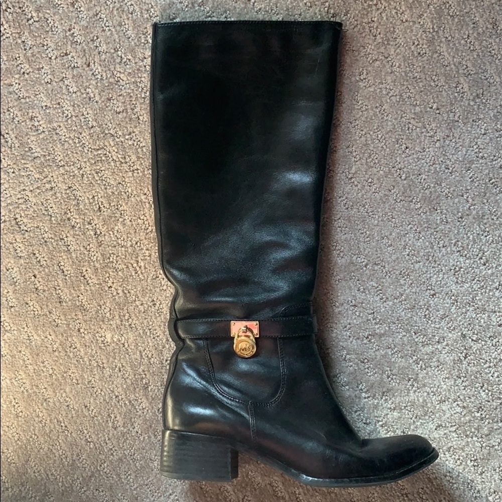 Michael Kors black leather riding boots